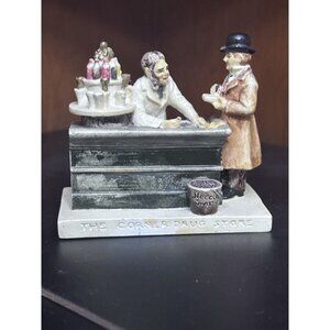 Sebastian Miniatures Figurine Corner Drug Store  Artist Signed COPR 1949‎